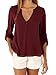 DEARCASE Women's V-Neck Button Detail Dip Back Solid Blouse Top