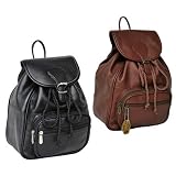 Ladies' Leather Backpack - Brown