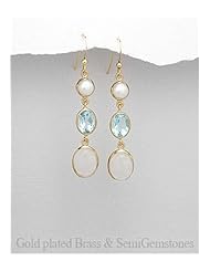 Fresh Water Pearls Earrings In Brass