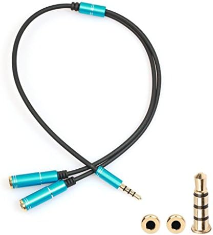 Fullgoods 3.5mm Stereo Audio Male to 2 Female Headset Mic Y Splitter Cable Adapter