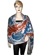 Cadet Blue and Medium Carmine Paisley Pashmina Jamawar Shawl Womens Scarf