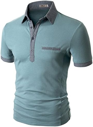 Doublju Men Comfy Pocket Point Slim Fit T-Shirt BLUE,3XL