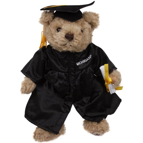 Michigan Wolverines Black Graduation Plush Bear