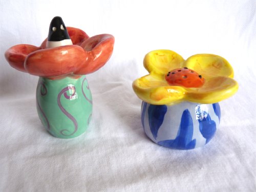 Ceramic Flower Design Salt Shaker Set