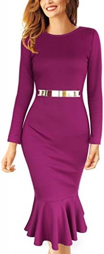 VfEmage Women's Busness Wear To Work Mermaid Bodycon Pencil Sheath Midi Dress