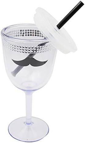 Generic Mustache Reusable Cup with Lid and Straw Decorated with Diamond