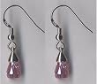 Pink CZ Teardrop Fishwire Earrings