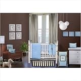 Bundle-81 Quilted Circles Crib Set in Blue and Chocolate