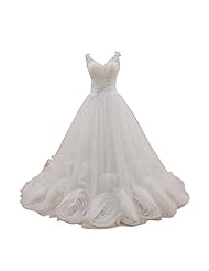 V-neck Organza Empire   Waistline Wedding Dress  with a Court Train  with a Cathedral Train 