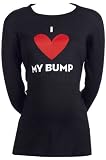 Spoilt Rotten - I Love My Bump - Long Sleeve Funky Maternity Clothes T-Shirt BLACK, Large, L