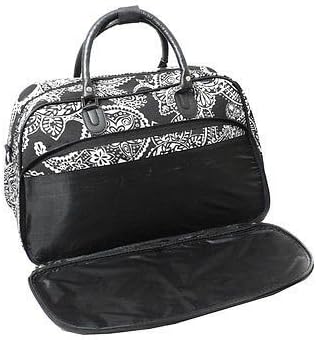 All-Seasons Bandana 21-Inch Carry-On Shoulder Tote Duffel Bag - Black & White