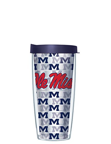 University of Mississippi Ole Miss Logo Repeat Pattern 16oz Signature Tumbler with Navy Lid