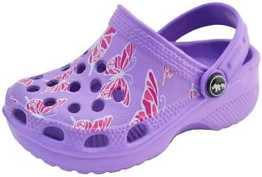 Little Laces Size 3/4 Girls Purple Butterfly Clog (Toddler/Little Kid/Big Kid)