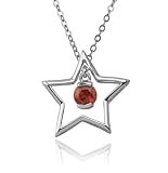 Sterling Silver Garnet Star Pendant, 18