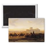 The Caravan (oil on canvas) by Alexandre.. - 3x2 inch Fridge Magnet - large magnetic button - Magnet