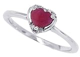 0.62CtGenuine Ruby Heart Ring with Diamond in 10Kt White Gold