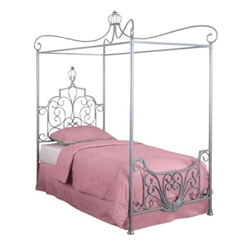 Powell Princess Rebecca Sparkle Silver Canopy Bed, Twin