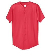 Augusta Sportswear Button Front Baseball Shirt, Red, Medium