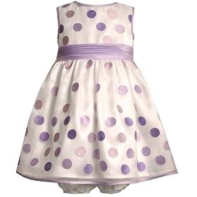 Bonnie Jean Baby Little Girls White Lilac Dot Easter Dress 12M-6X