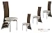 4 Stück Esszimmer Esstisch Stühle Heike Microfaser beige mit Rattan Rückenlehne