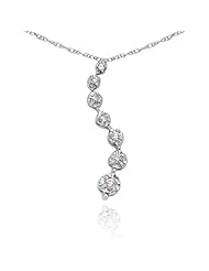 10K White Gold 1/10 ct. Diamond "Journey of Love" Curve Pendant with Chain