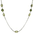 Long Beaded Faux Pearl Necklace - Green