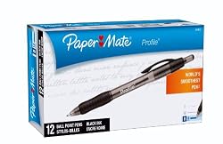 Paper Mate Profile Retractable Ballpoint Pens, 12 Black Ink Pens (89465)