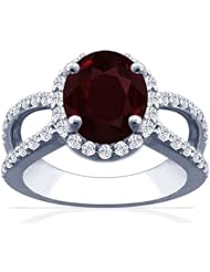Platinum Oval Cut Ruby Ring With Sidestones