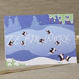 Penguin Teamwork Personalized Corporate Christmas Cards