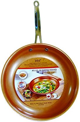 Cooper Frying Pan 10.5 Inch Non Sick Ceramic Infused Titanium Steel Oven Safe, Dish Washer Safe, Scratch Proof