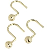 Carnation Home Fashions Metal Ball Type Shower Curtain Hook, Brass
