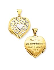 14k Gold 18mm Heart Rhodium heart of Gold Locket