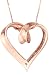 14k Rose Gold over Sterling Silver A Mother Holds Her Childs Hand For A Short While and Their Hearts Forever Open Heart Pendant Necklace, 18 