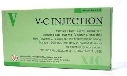 V-C Injection 100% Vitamin C Skin Care Anti-Aging Vial Ampoules Ascorbic Acid 2x10 ml