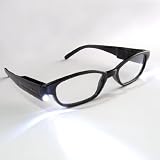 Bright LED Lighted Up Map Readers Reading Eye Glasses +3.00 Black Full Frame Touch Switch Hand Free