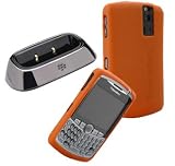 Combo of Charging Pod and Orange Silicone Skin Cover Case for Blackberry Curve 8300 8330 8320 8310