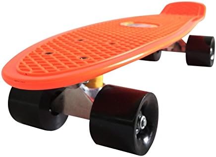 Retro Skateboard Cruiser EE Skateboard Complete Deck 22/27 Mini Plastic (Orange/Black, 22")