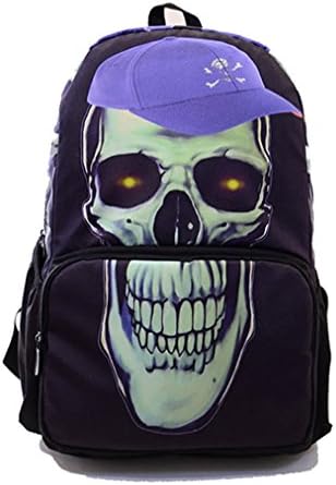Fan3D Felt Fabric Student School Backpack 3D Animal Print Cute Outdoor Daypack Hiking Backpack Skull A