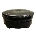 Round Leather Ottoman Coffee Table
