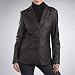 BGSD Women's Classic Three-Button New Zealand Lambskin Leather Blazer in Black or Brown - Misses & Petite image 3