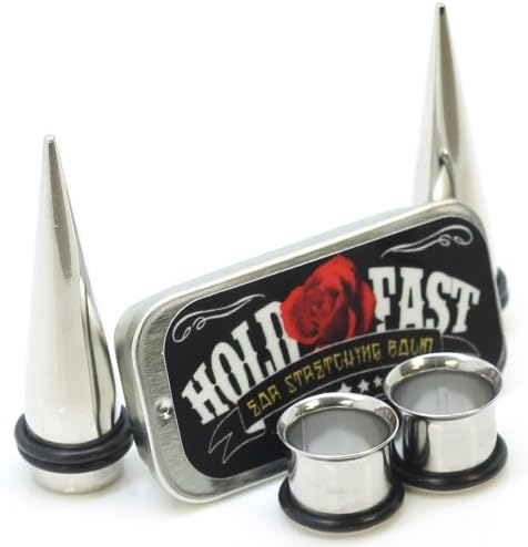 10G Stainless Steel Ear Taper Stretching Kit With Stretching Balm