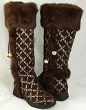 Baby Phat - BABY PHAT Wauna Wms Brown Gold Boots Faux Fur SZ 7.5