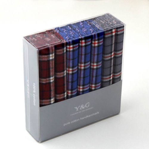 Seven pack cotton handkerchiefs mens Gifts whih gift box -- Red/Blue MH1063