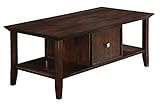 Simpli Home Acadian Coffee Table, Rich Tobacco Brown