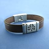 Pewter and Leather Shamrock Bracelet