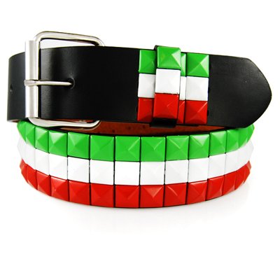 SNAP ON BLACK ITALY FLAG BELT W/ BUCKLE WITH BUCKLE FITS ANY BUCKLE