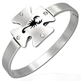 New Stainless Steel Hinged Bangle With Cross Scorpion Design, Length 21cms.