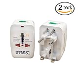 (2-Pack) Universal All-in-One Travel Adapter Wall Surge Protector World Wide