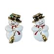 Enamel Snowman with Broom Pierced Earrings