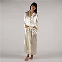 Women's Luxury White Silk Bath Robe -- La Perla Naturale -- White 100% Silk Robe